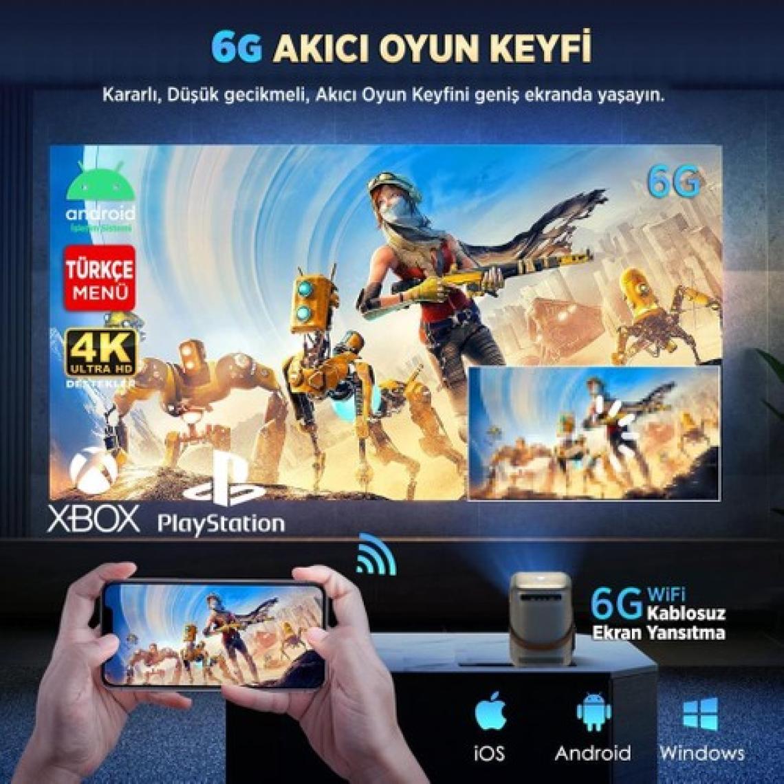 Vankyo H300A Android Tv 4K Destekli Projeksiyon Cihazı