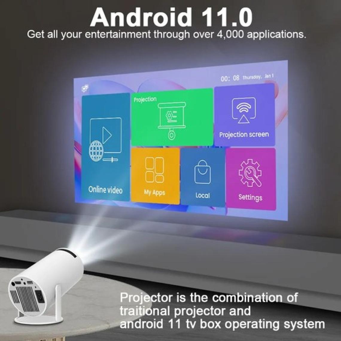 Hakopro H96 Mini Android 11.0 1080P Taşınabilir Projeksiyon Cihazı