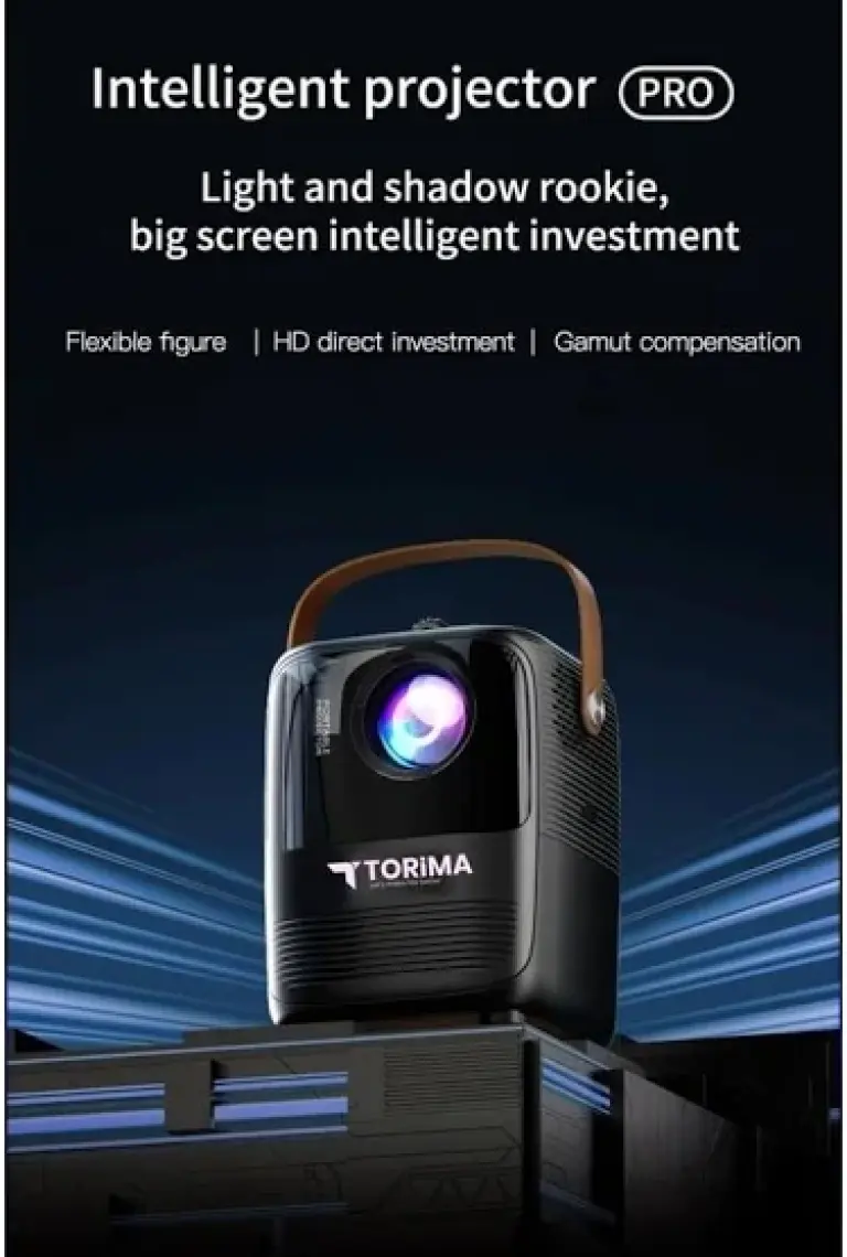 Torima  Siyah T11 Projeksiyon Ev Sineması Bluetooth Wifi Akıllı Android Tv 1080P Hoparlör Smart 4K Youtube Türkçe