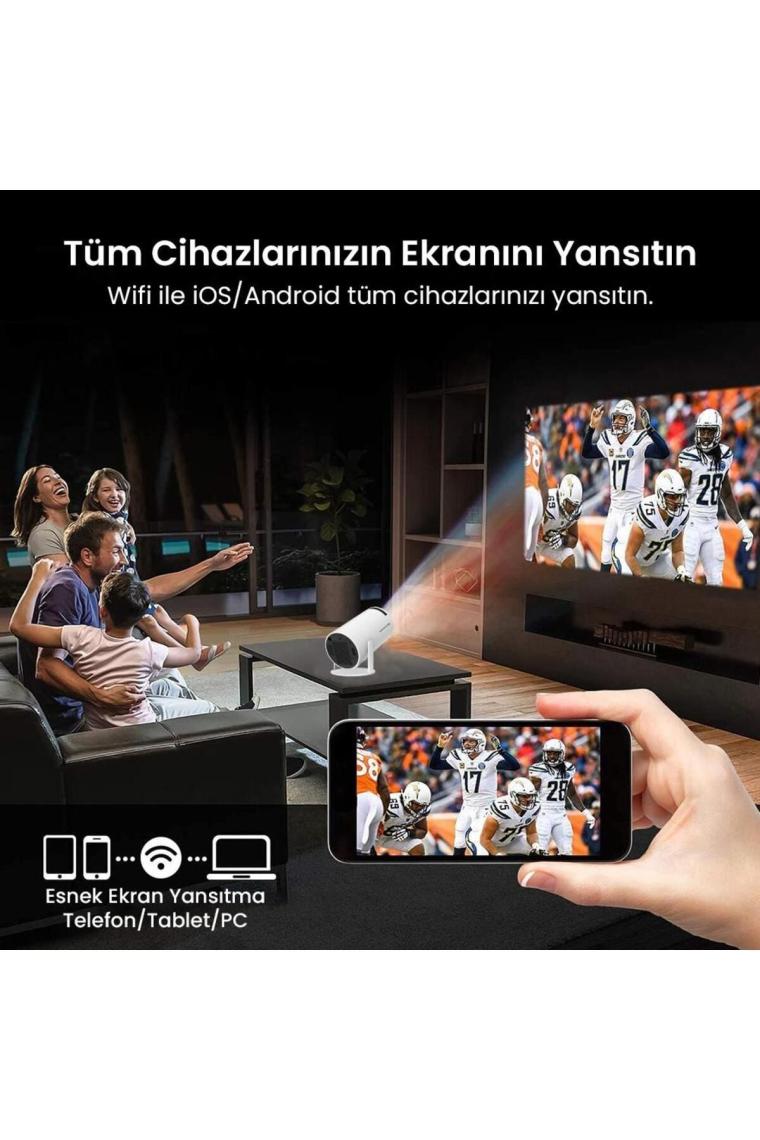 Turco HY300 Stargazer Android Projeksiyon Cihazı 720P 120ANSI Wifi Bluetooth Ev Sinema Projektörü