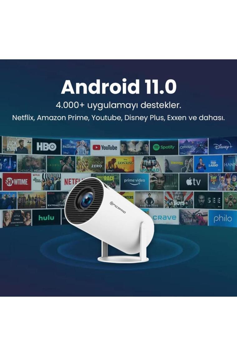Turco HY300 Stargazer Android Projeksiyon Cihazı 720P 120ANSI Wifi Bluetooth Ev Sinema Projektörü