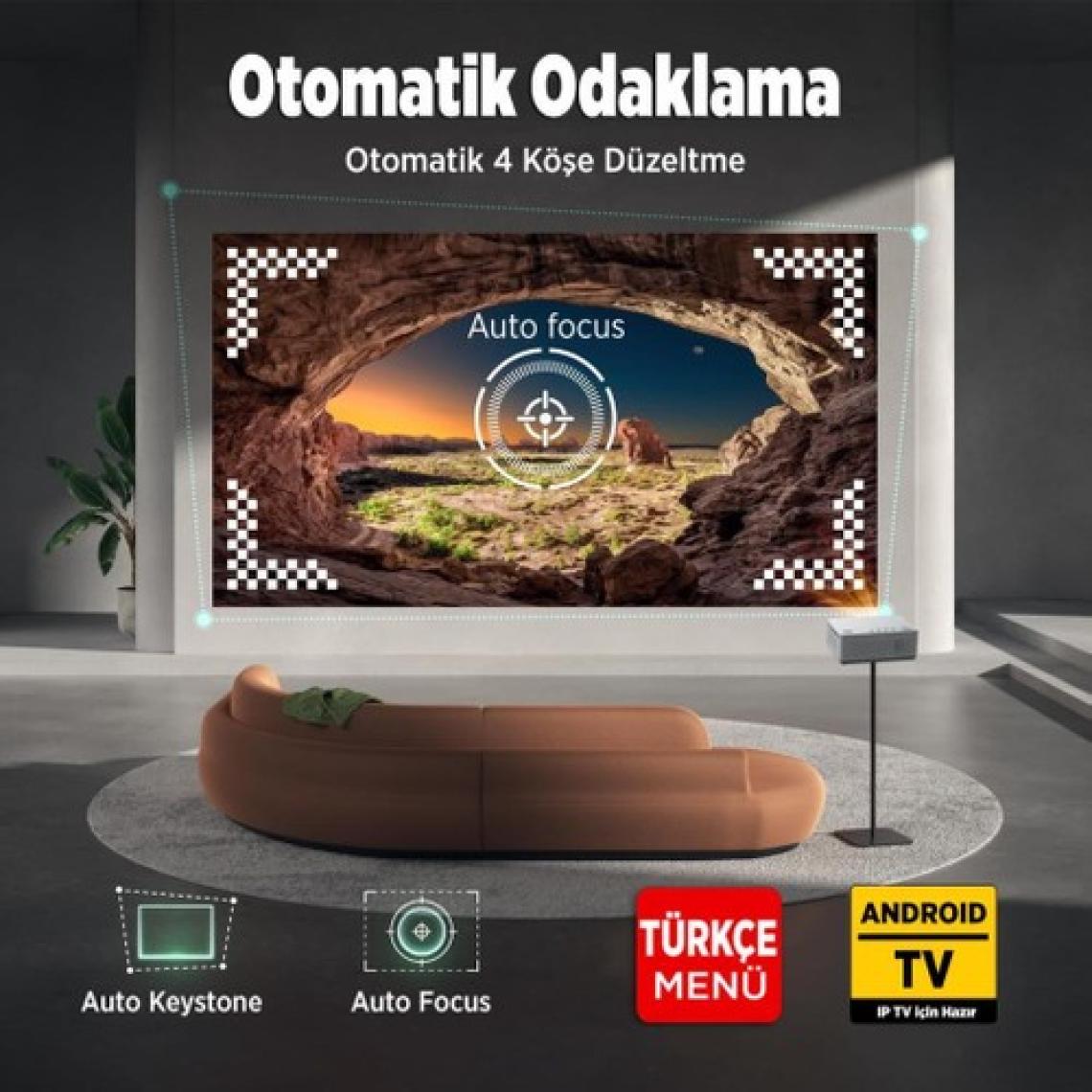 Vankyo Leisure L470A Android Tv 1080P Destekli Projeksiyon Cihazı +Auto Focus+Auto Keystone+6g Wifi+5.2 BLUETOOTH+300 Inç Yansıtma+Hifi Premium Ses Sistemi Beyaz Ps5/xbox/hdmı