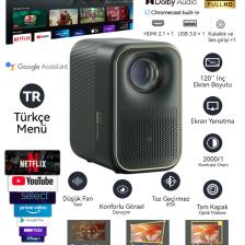 Formovie Xming Page One Projeksiyon Cihazı, Google Tv, 500 Cvıa Lümen, Dolby Vision  & Audio, HDMI 2.1, USB 3.0, Boston Acoustics Hoparlör, Oto-Odaklama, Oto-Keystone
