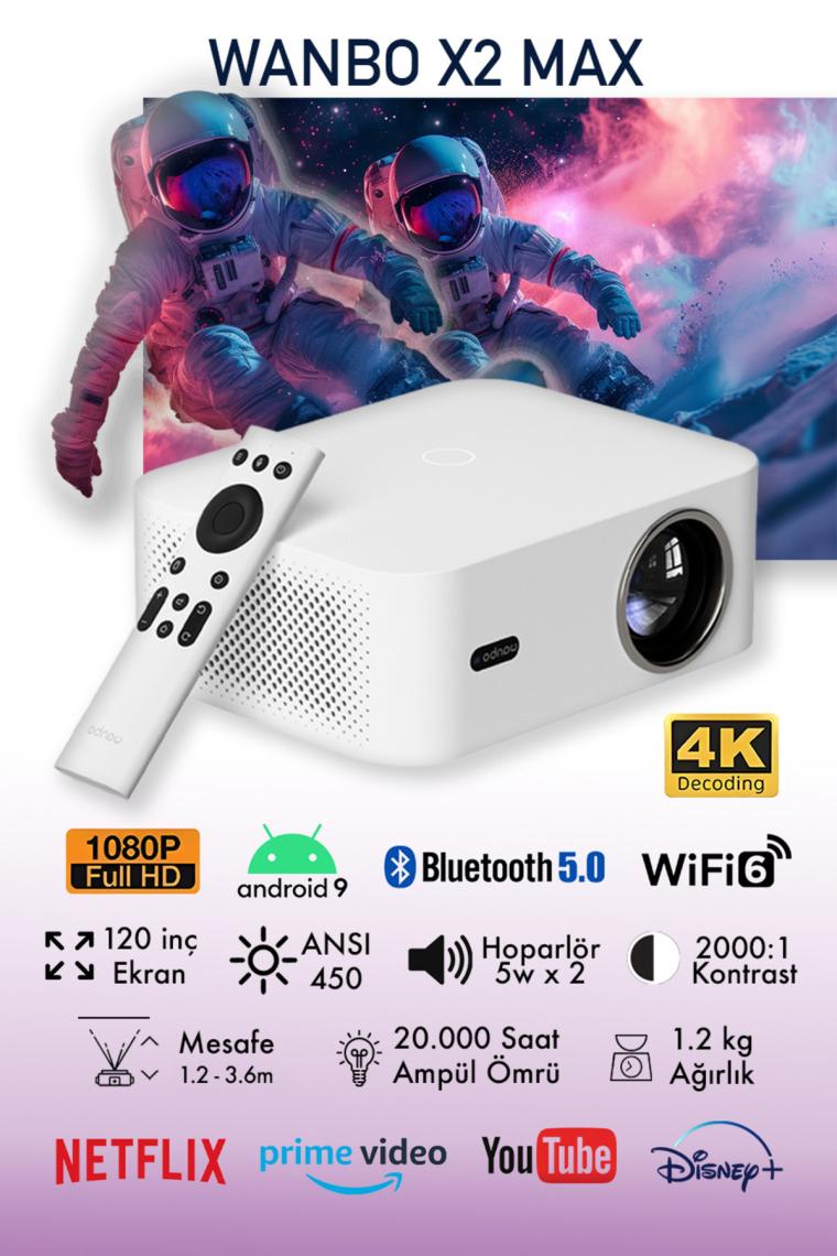 Wanbo X2 Max Projeksiyon Cihazı- Beyaz
