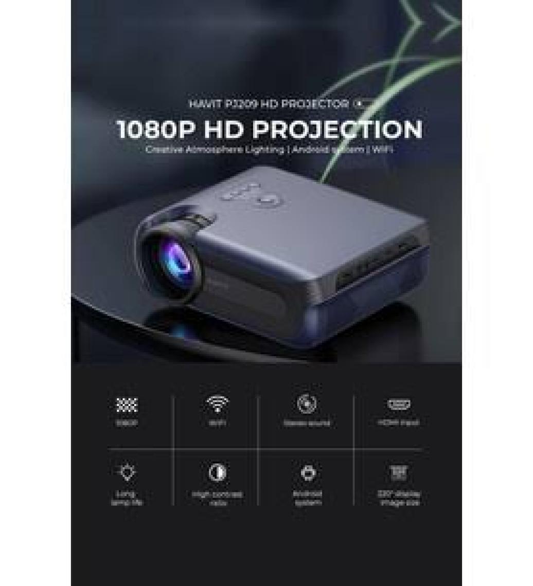 Havit PJ209 Prime Sapphire Full Hd 1080P Projeksiyon Cihazı - 350 Ansi, Wifi Görüntü Aktarımı 5g