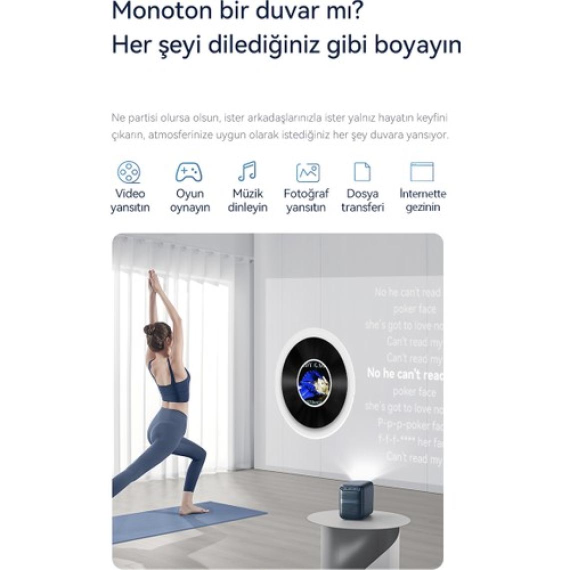 Wanbo T2 Max -Yeni- Android Projeksiyon Cihazı 450 Ansı Autofocus - Gece Mavisi