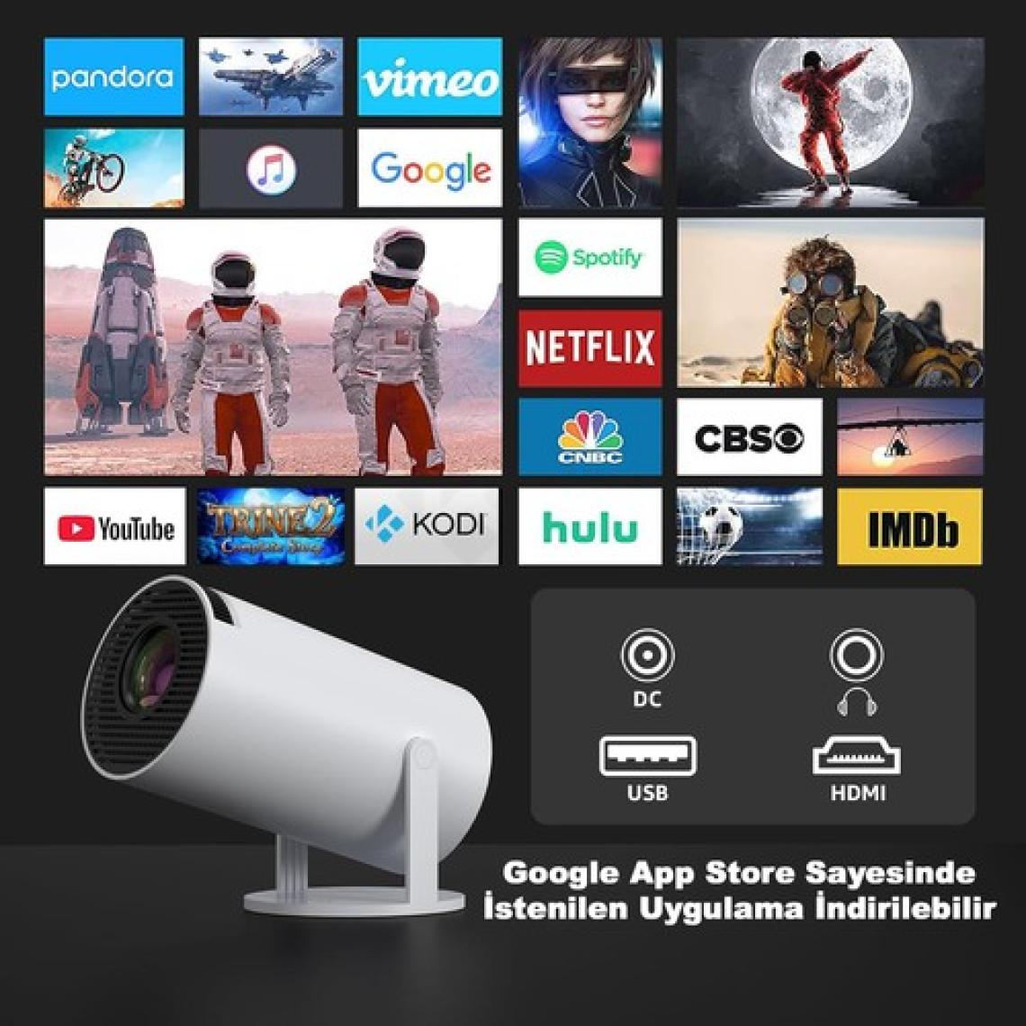 Robeve Mini Projeksiyon Taşınabilir Projeksiyon Cihazı Hd Projeksiyon Cihazı Android 11 Android Tv Projeksiyon Cihazı Ev Sinema Projeksiyon Akıllı Hoparlörlü Projeksiyon Wifi Bluetooth Taşınabilir