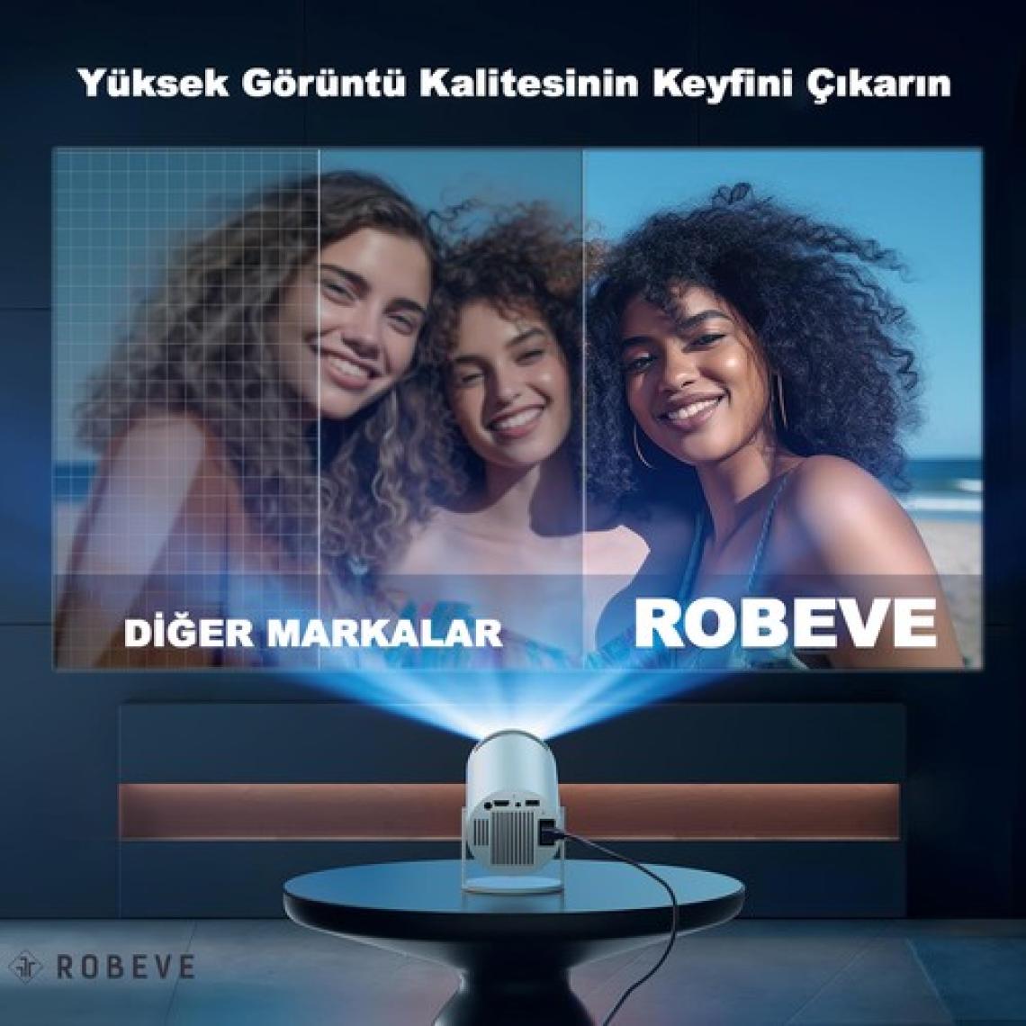 Robeve Mini Projeksiyon Taşınabilir Projeksiyon Cihazı Hd Projeksiyon Cihazı Android 11 Android Tv Projeksiyon Cihazı Ev Sinema Projeksiyon Akıllı Hoparlörlü Projeksiyon Wifi Bluetooth Taşınabilir