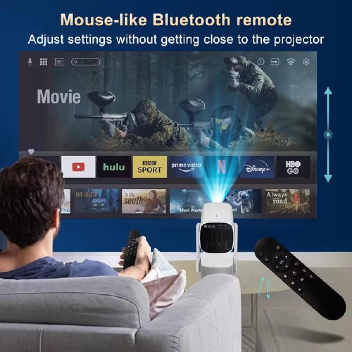 Megamus K2 Projeksiyon Dahili 9750MAH Pil 4K Hd Bluetooth Android Sinema Açık Projeksiyon Rgb Işık