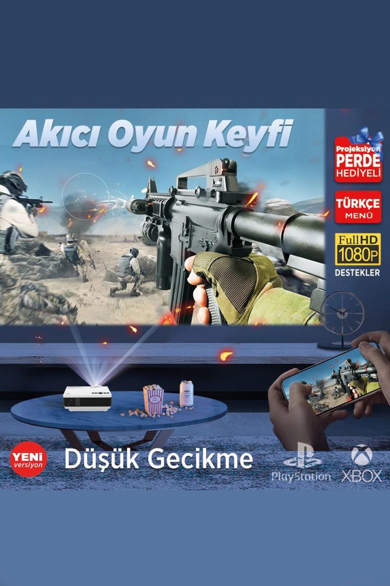 Leisure 410 5g Wifi 1080p Destekli Lcd Led Projeksiyon Cihazı - 240 Inç Yansıtma - Dahili Hoparlör