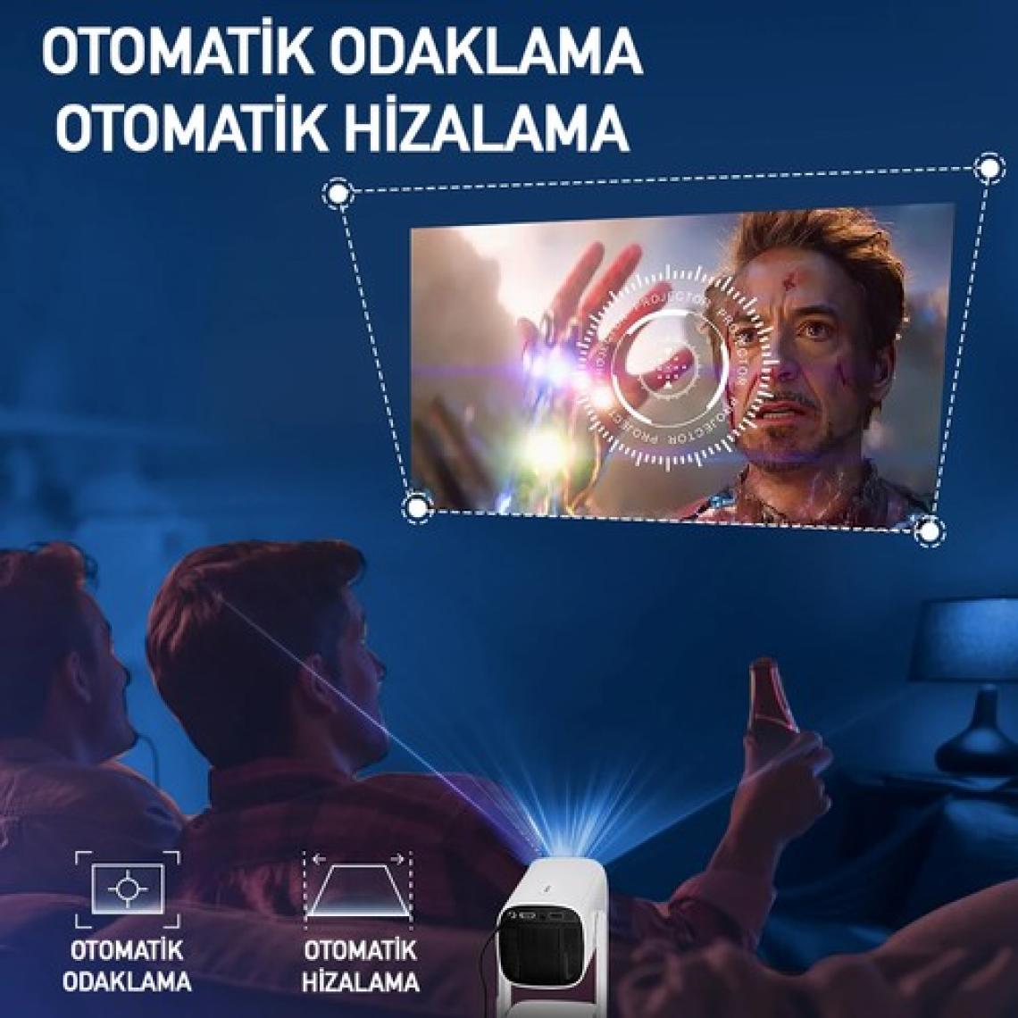 Robeve Full Hd 1080P Şarjlı Projeksiyon Cihazı - Dev Ekran, Wifi Bağlantılı, Hazır Android Kurulu, Hdmı/usb Girişli, Ev Sinema Sistemi Taşınabilir Projektör Sinema Sistemi Şarjlı Projeksiyon Cihazı