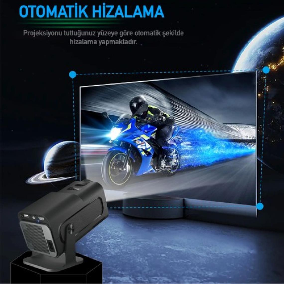 Robeve Mini Projektör | Android Tv Android Kurulu Full Hd Projeksiyon Projektör Wi-Fi ve Bluetooth Destekli | Sinema Keyfi | Taşınabilir ve Şık Tasarım 4K Projektör 4K Projeksiyon Cihazı