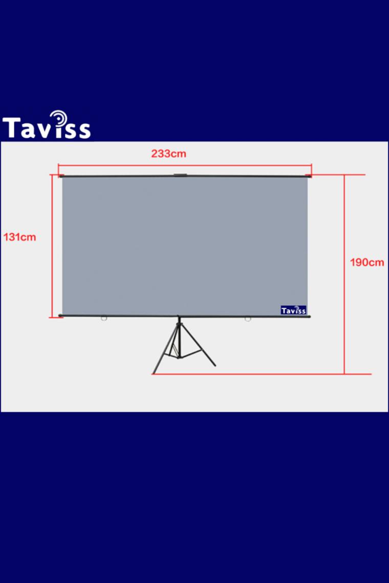 Taviss 221X124 cm Anti-Light Tripod Ayaklı Taşınabilir ve Duvar Kullanımlı Projeksiyon Perdesi