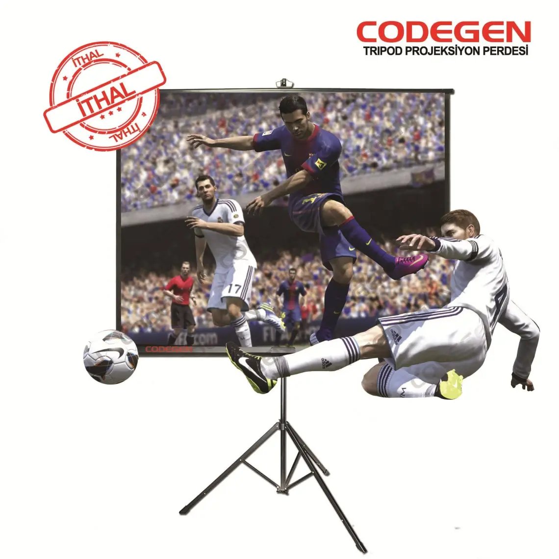 Codegen Tx-18 Trıpod Projeksiyon Perdesi 180x180 (Arkası Siyah Fonlu - Taşınabilir Ayaklı Model)