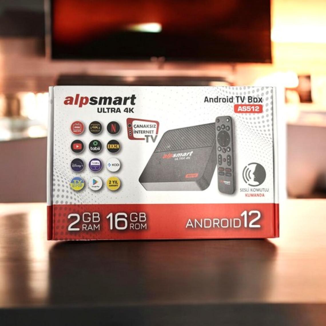 Alpsmart AS512 Android Tv Box Ses Komutlu Kumandalı 2GB Ram 16 GB Hafıza Android 12