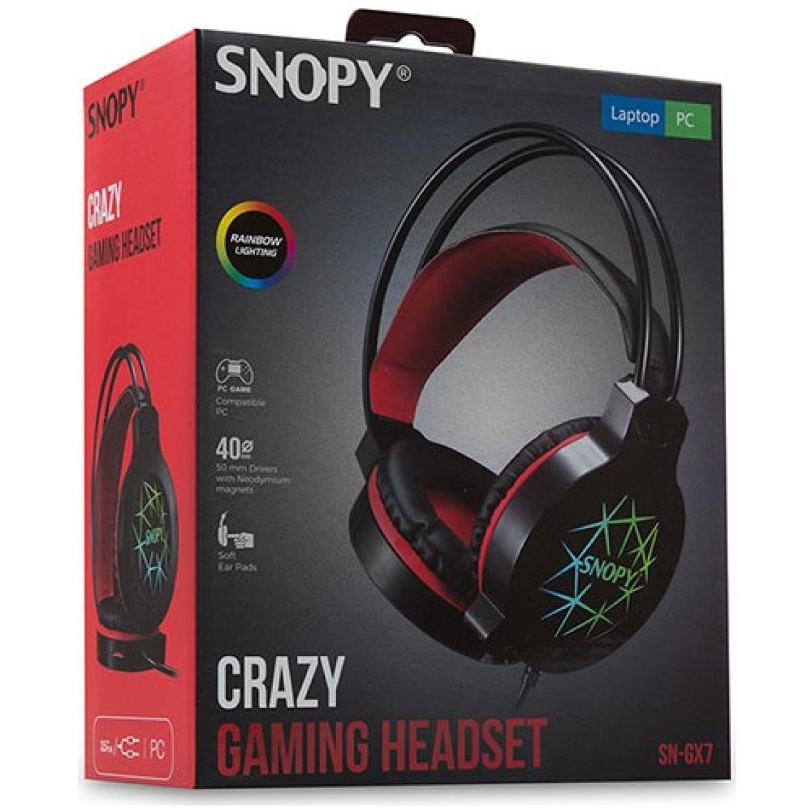 Snopy SN-GX7 CRAZY Siyah USB Ledli Mikrofonlu Oyuncu Kulaklığı