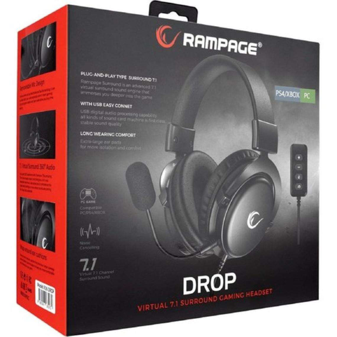 Rampage R36 Drop 7.1 Gaming Mikrofonlu Kulaklık - Siyah