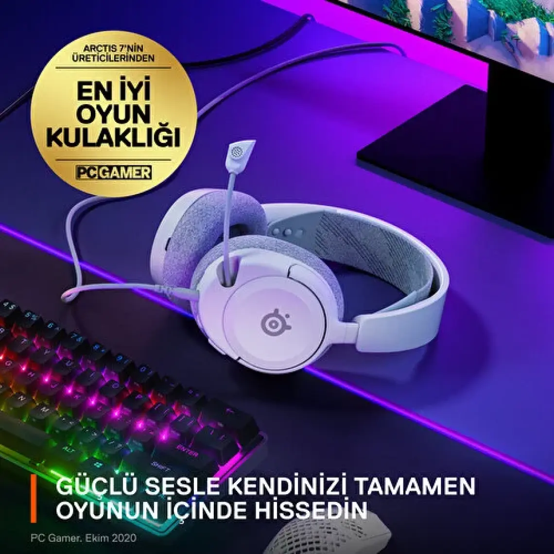 SteelSeries Arctis Nova 1 Kablolu Mikrofonlu Kulak Üstü Oyuncu Kulaklığı Beyaz