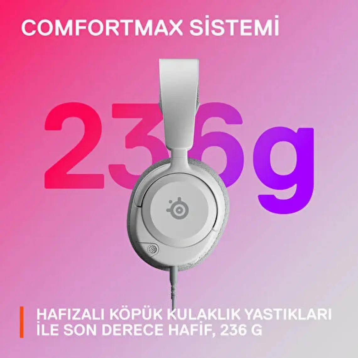 SteelSeries Arctis Nova 1 Kablolu Mikrofonlu Kulak Üstü Oyuncu Kulaklığı Beyaz