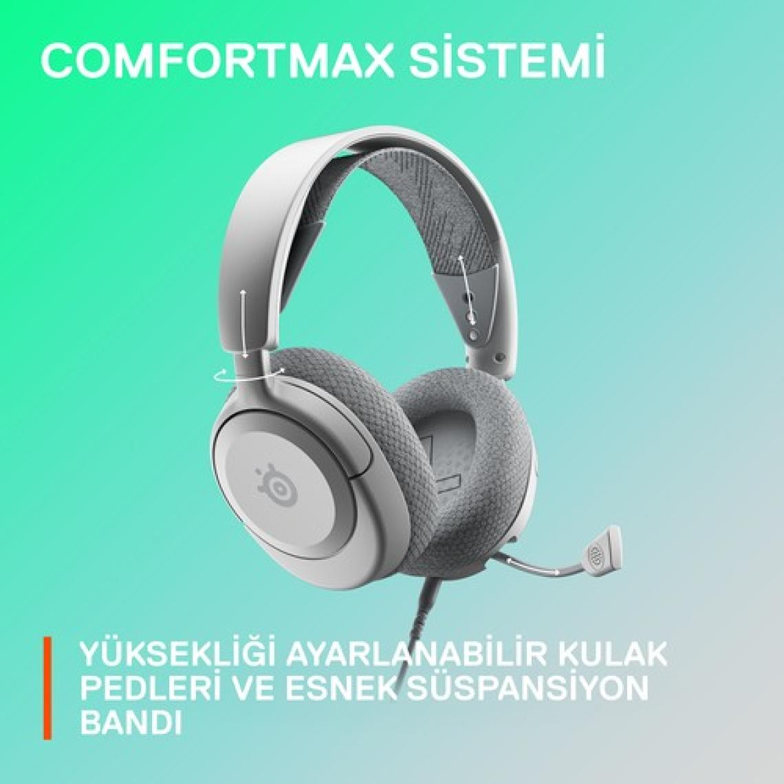 SteelSeries Arctis Nova 1 Kablolu Mikrofonlu Kulak Üstü Oyuncu Kulaklığı Beyaz