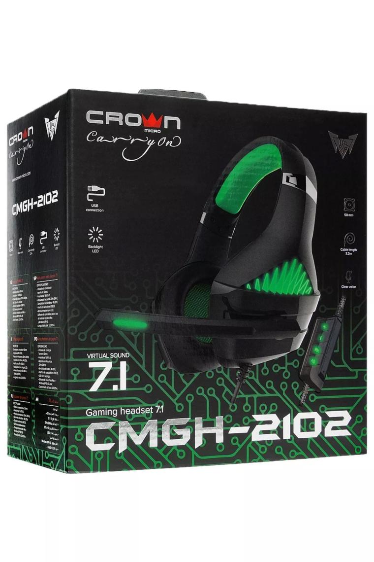 Crown Micro CMGH-2102 Yeşil 7.1 Surround - 1.sınıf Mikrofon Ses Seviyesine Sahip Oyuncu Kulaklığı...