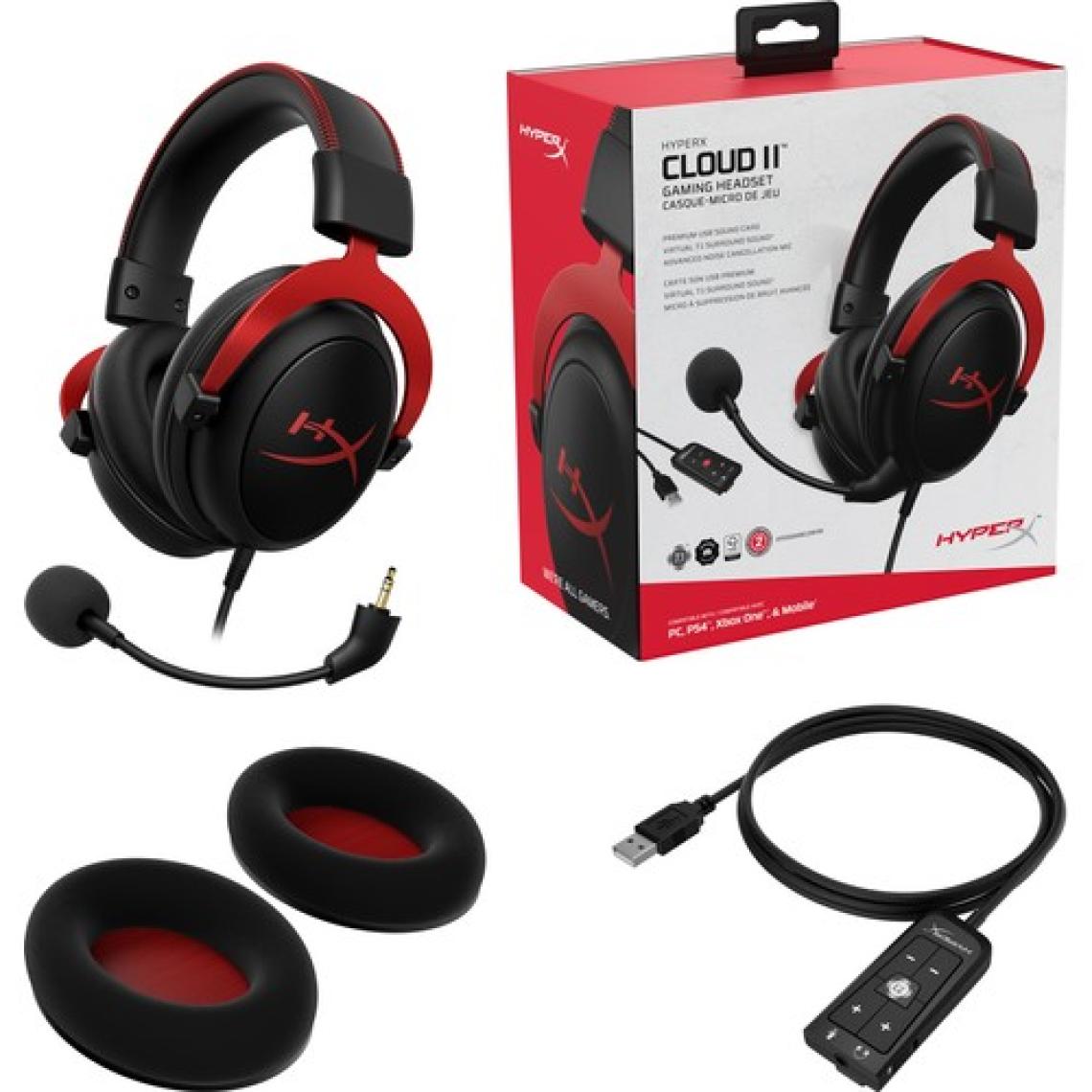 HyperX Cloud II 7.1 KHX-HSCP-RD Kablolu Mikrofonlu Kulak Üstü Kırmızı Oyuncu Kulaklığı