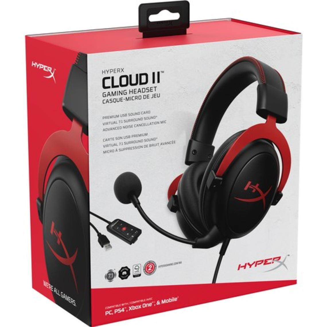HyperX Cloud II 7.1 KHX-HSCP-RD Kablolu Mikrofonlu Kulak Üstü Kırmızı Oyuncu Kulaklığı