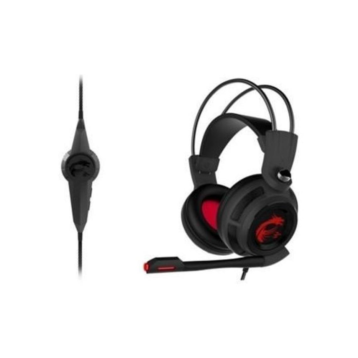 MSI GG DS502 GAMING HEADSET 7.1 CEVRESEL SES 2X40MM SURUCU KIRMIZI DRAGON LED AYDINLATMA KABLO KUMANDA MIKROFON 2M ORGU KABLO USB BAGLANTI OYUNCU KULAKUSTU KULAKLIK