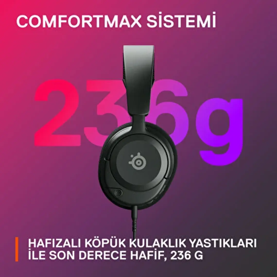 SteelSeries Arctis Nova 1 Kablolu Mikrofonlu Kulak Üstü Oyuncu Kulaklığı Siyah