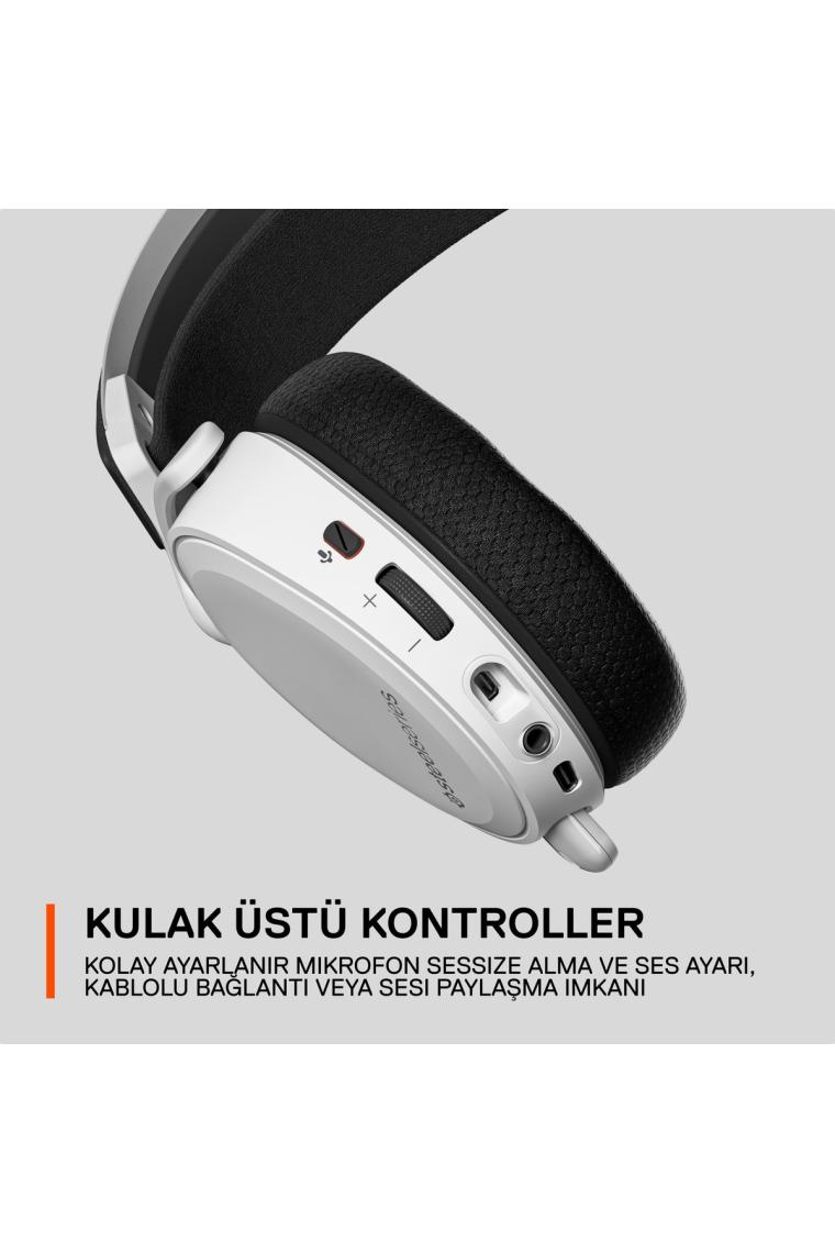 Steelseries Arctis 7+ Beyaz Kablosuz 7.1 Kulak Üstü Oyuncu Kulaklığı