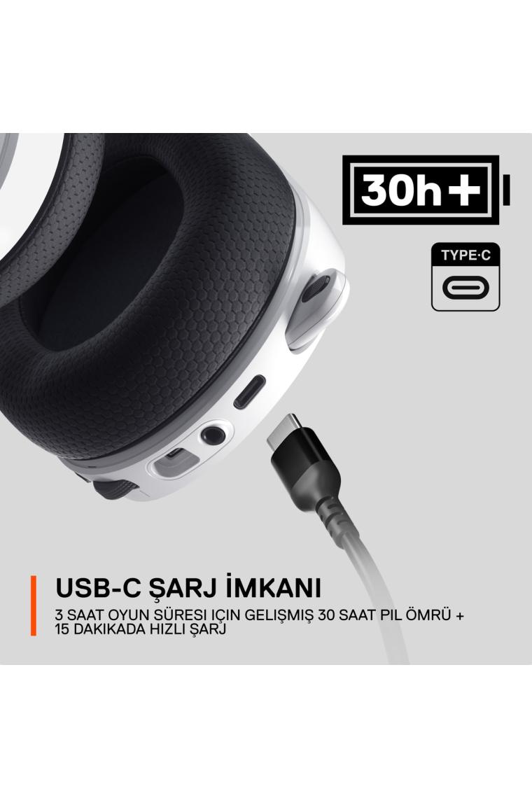 Steelseries Arctis 7+ Beyaz Kablosuz 7.1 Kulak Üstü Oyuncu Kulaklığı