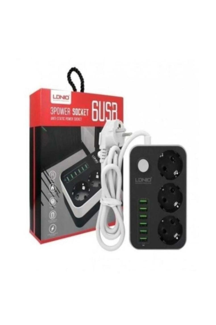 Mate SE3631 USB Akım Korumalı Priz 3 Power - 6 USB Soket  1.6 Metre
