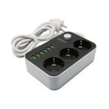 Mate SE3631 USB Akım Korumalı Priz 3 Power - 6 USB Soket  1.6 Metre