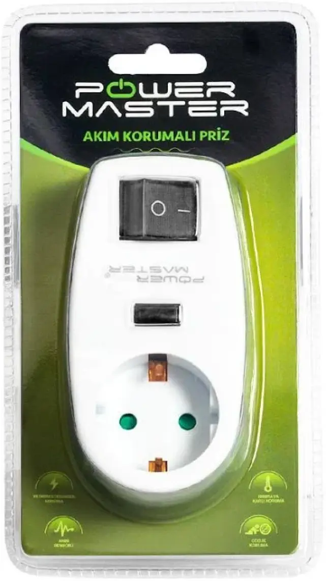Powermaster Anahtarlı Akım Korumalı Priz
