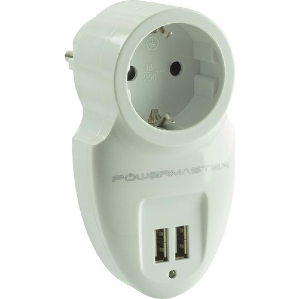 Powermaster Akım Korumalı İki Usb'Li Tekli Priz