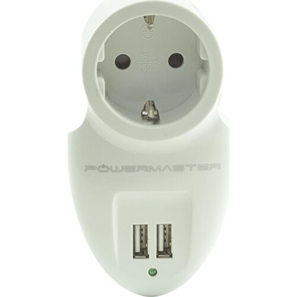 Powermaster Akım Korumalı İki Usb'Li Tekli Priz