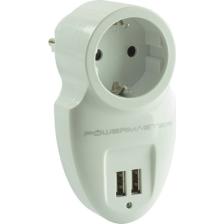 Powermaster Akım Korumalı İki Usb'Li Tekli Priz