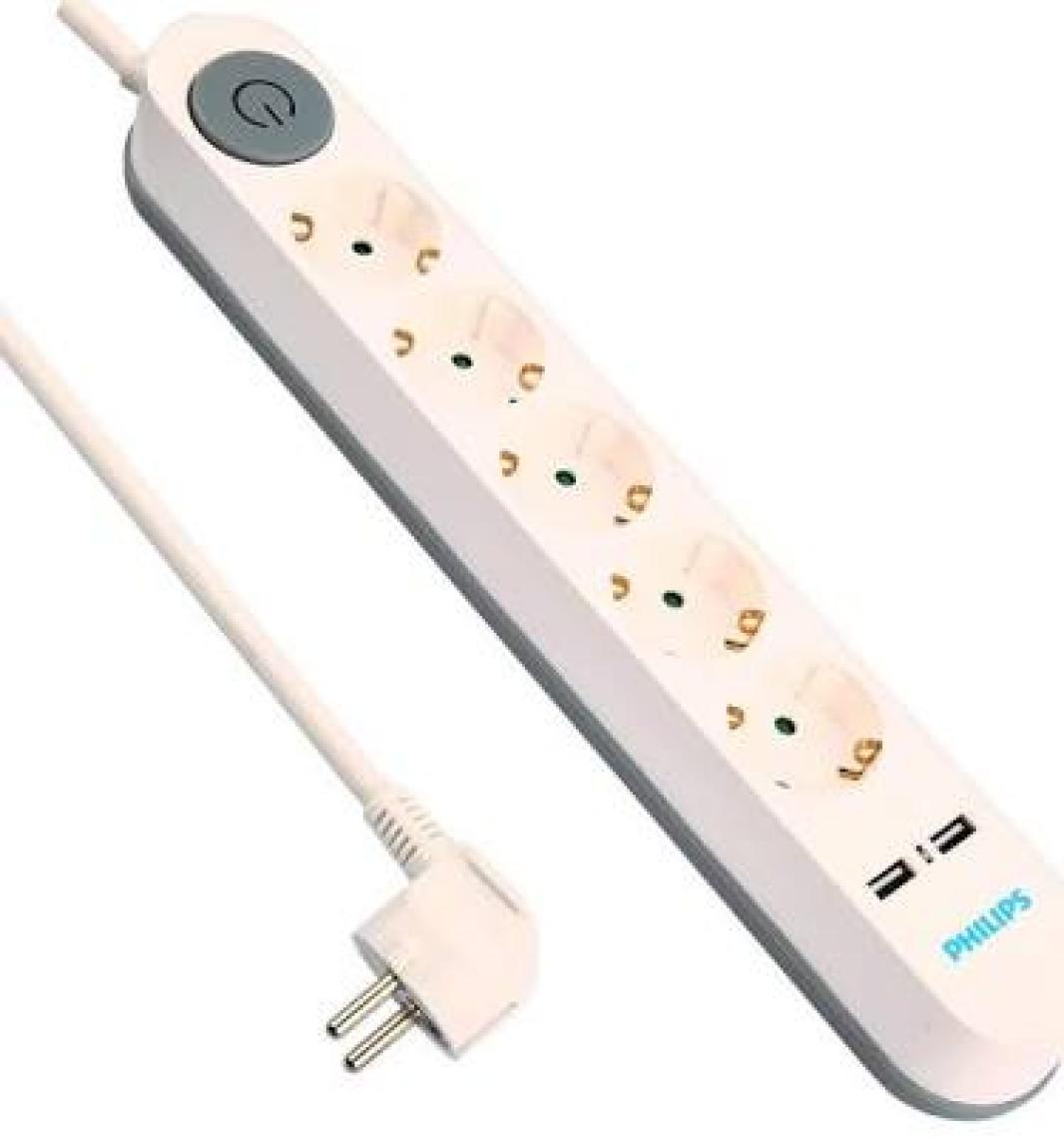 Philips 5'li 2 Metre Kablolu Çift USB Anahtarlı Priz SPS1153A/51