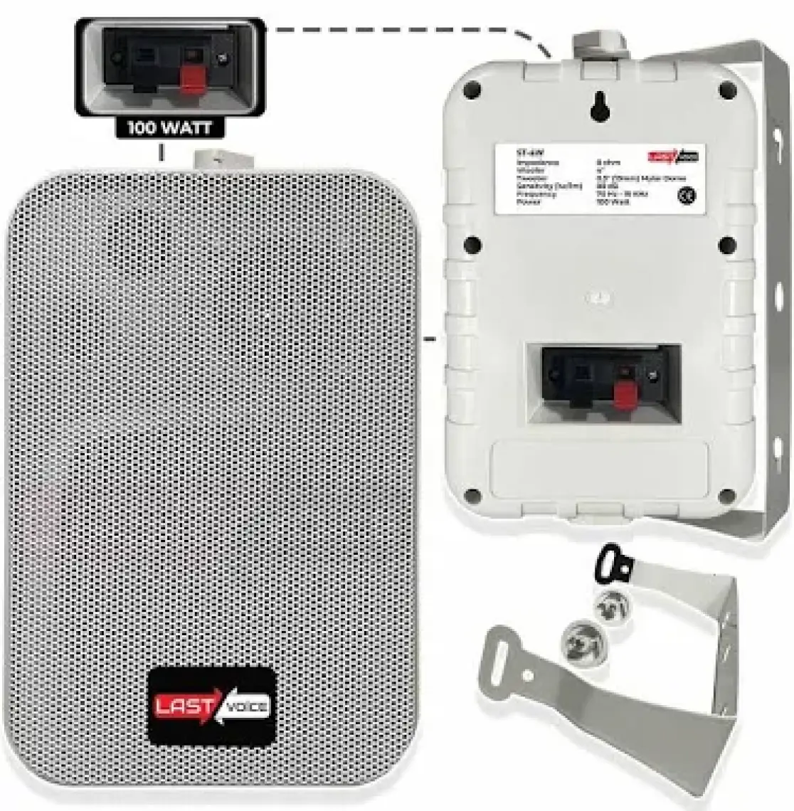 Lastvoice Cami ve Okul İçin Ekonomik Duvar Hoparlörü 120 Watt 4 iNÇ 100V/8 Ohm (St-40TW)