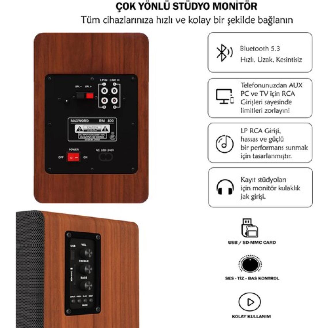 Maxword RM-400BRW Aktif Stüdyo Referans Monitörü 4 inç