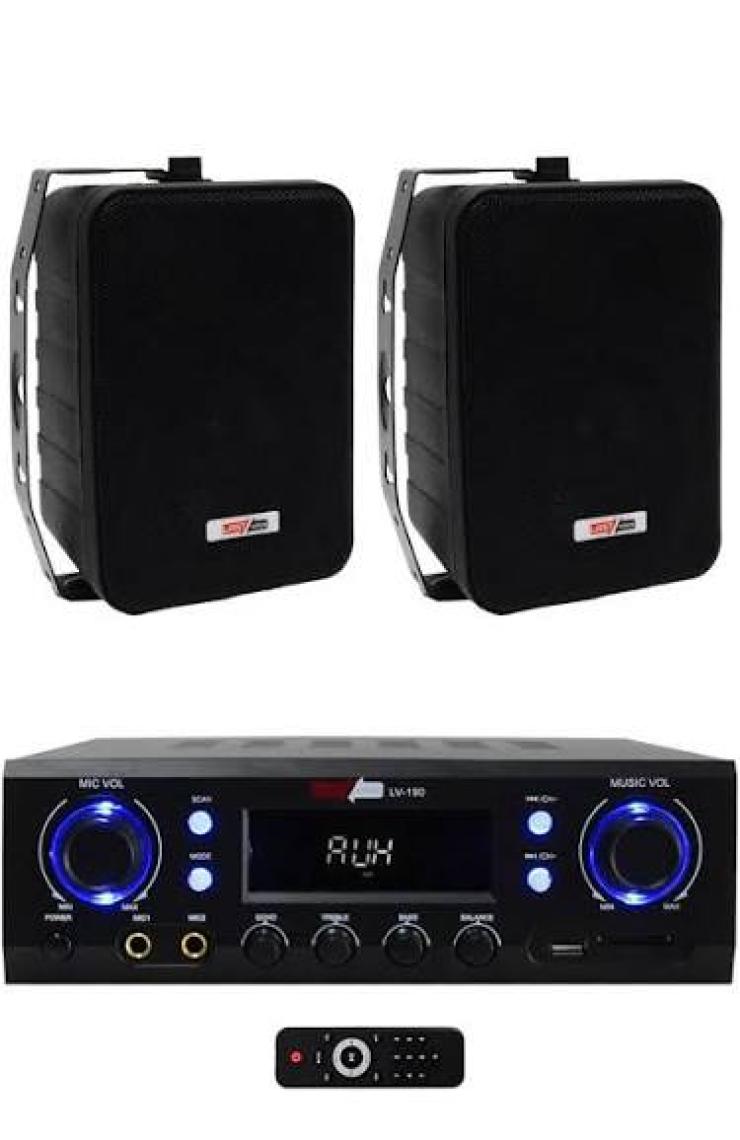 Lastvoice Black Wall Small Paket-1 Hoparlör ve Anfi Ses Sistemi Seti (1 ANFİ + 2 HOPARLÖR)