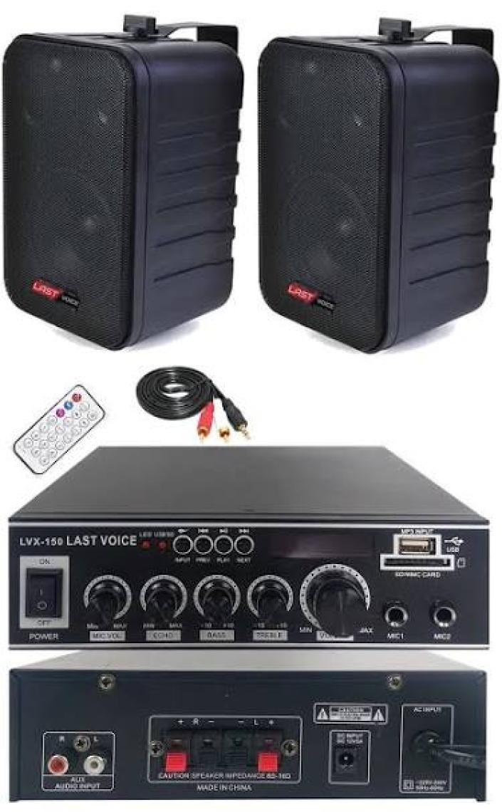 Lastvoice Ekonomi Wall Paket-2B Anfi ve Duvar Hoparlörü Seti (1 ANFİ + 2 HOPARLÖR)