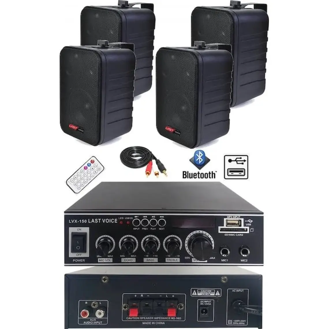 Lastvoice Ekonomi Wall Paket-4B Anfi ve Duvar Hoparlörü Seti (1 ANFİ + 4 HOPARLÖR)