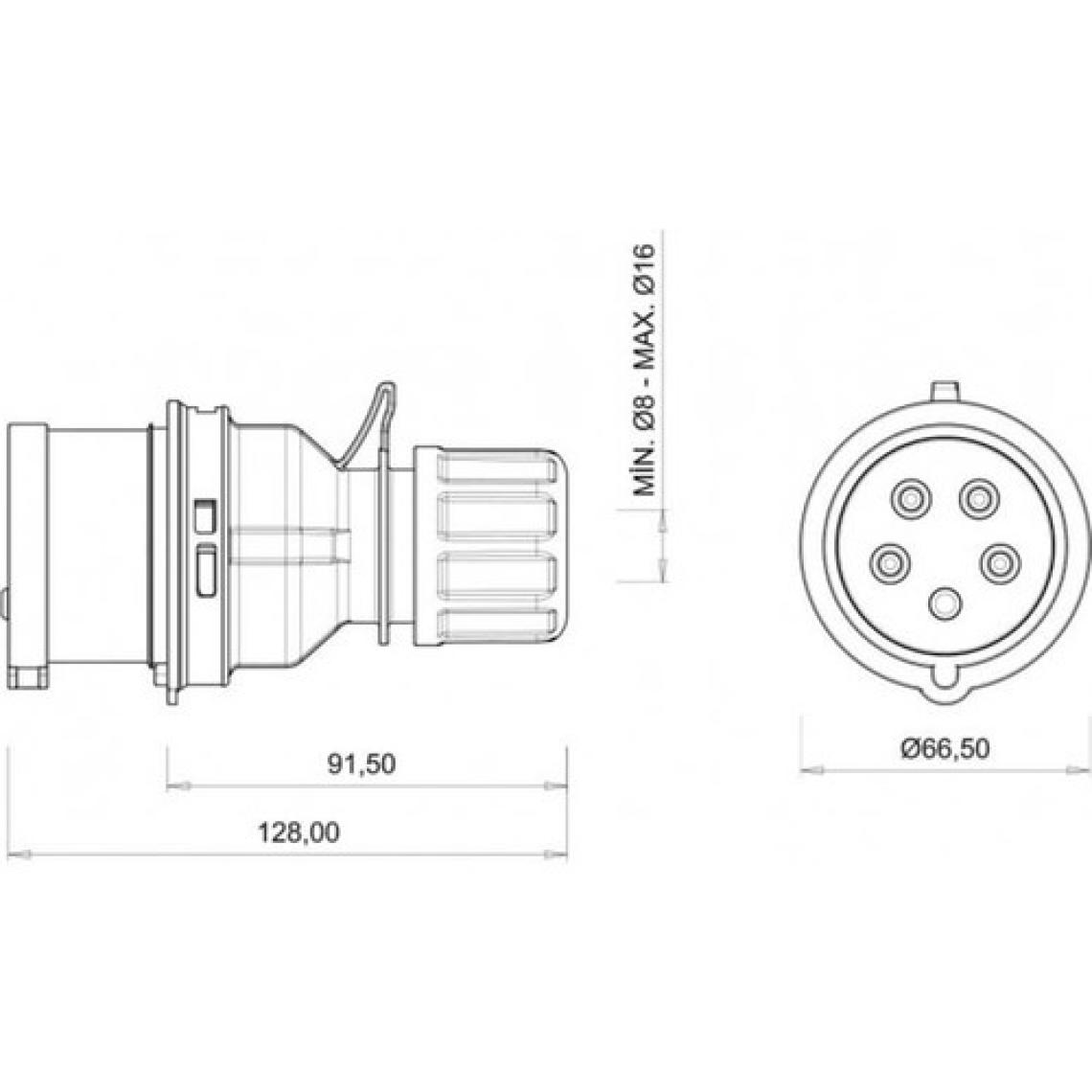 Bemis 45-042   Cee Norm 5/16A 380V Düz Fiş (1016701)