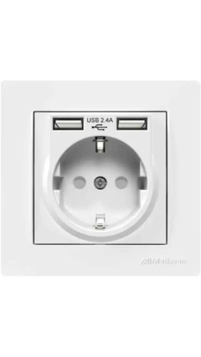 Mutlusan Çift Usb'li Topraklı Priz 2.4 A Hızlı Şarj + Çocuk Koruma