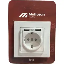 Mutlusan Çift Usb'li Topraklı Priz 2.4 A Hızlı Şarj + Çocuk Koruma