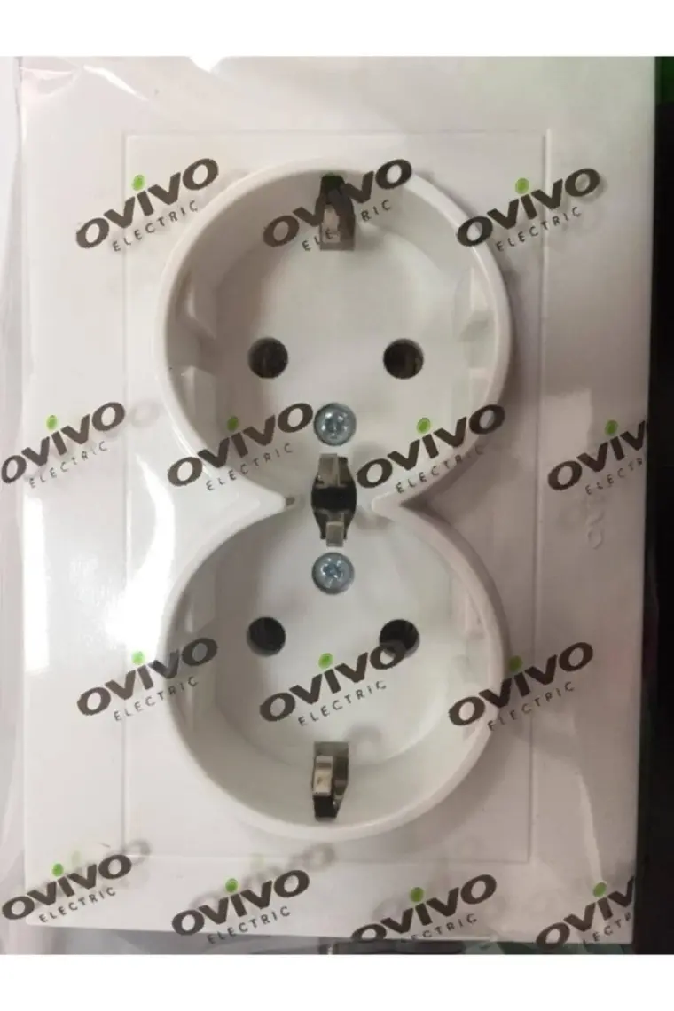 Ovivo Grano Beyaz İkili Topraklı Priz Çerçeveli