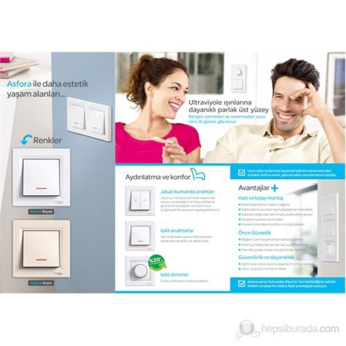 Schneider Electric Asfora Topraklı Priz Krem Çerçeveli