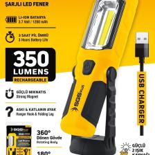 Sgs5054 Şarjlı El Feneri Led Ampul 350 Lumen 3.7 Volt Mıknatıslı El Feneri