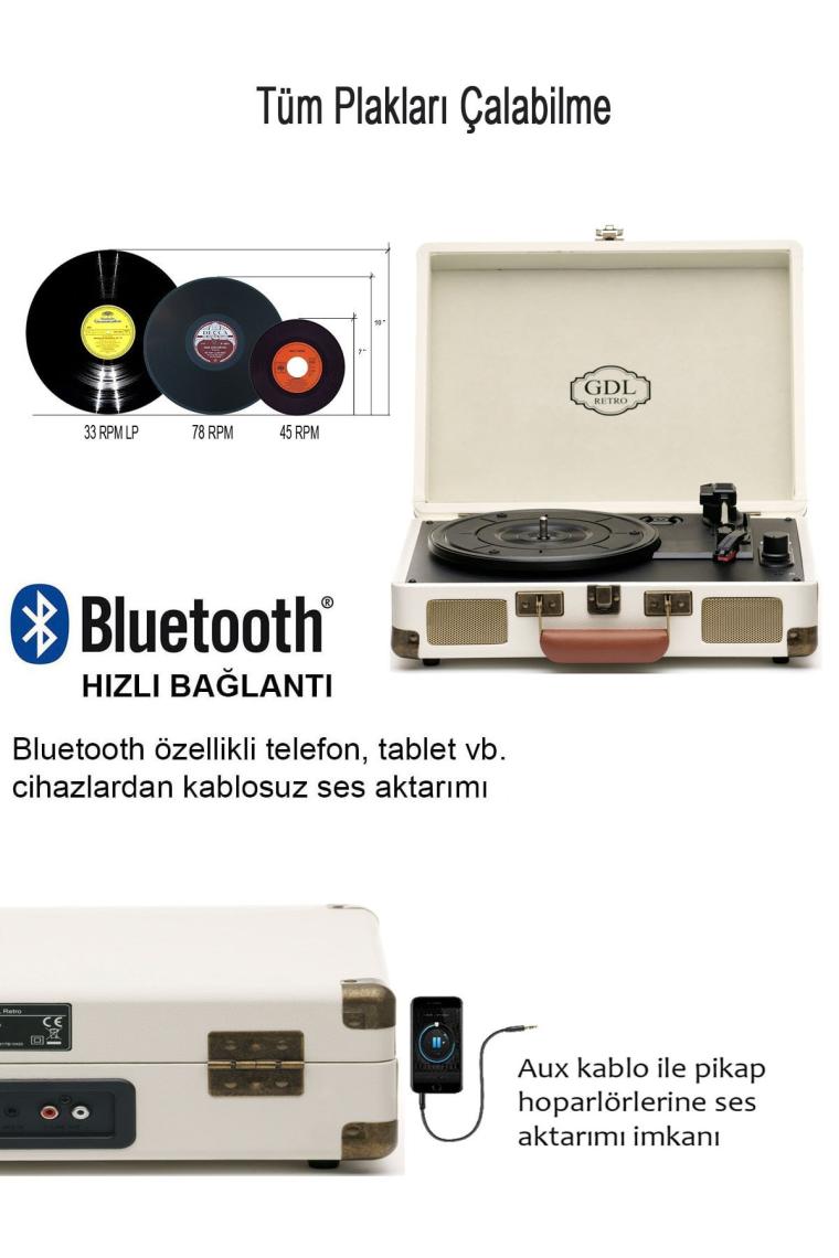 Gdl Retro Çanta Pikap T317B Krem (Bluetooth-Şarjlı)